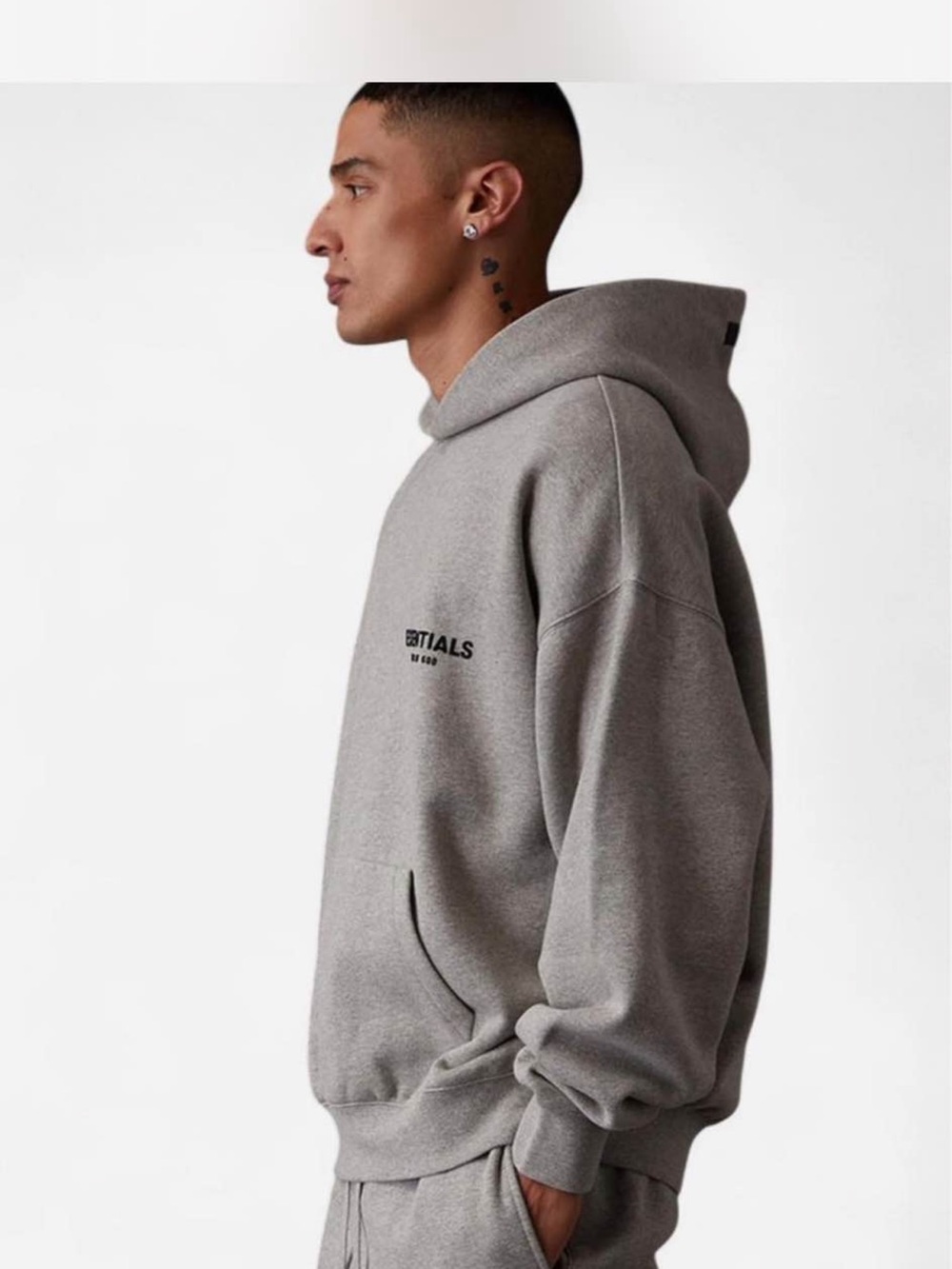 Fear of God Essentials Dark Oatmeal Pullover Hoodie - Picture 3 of 3